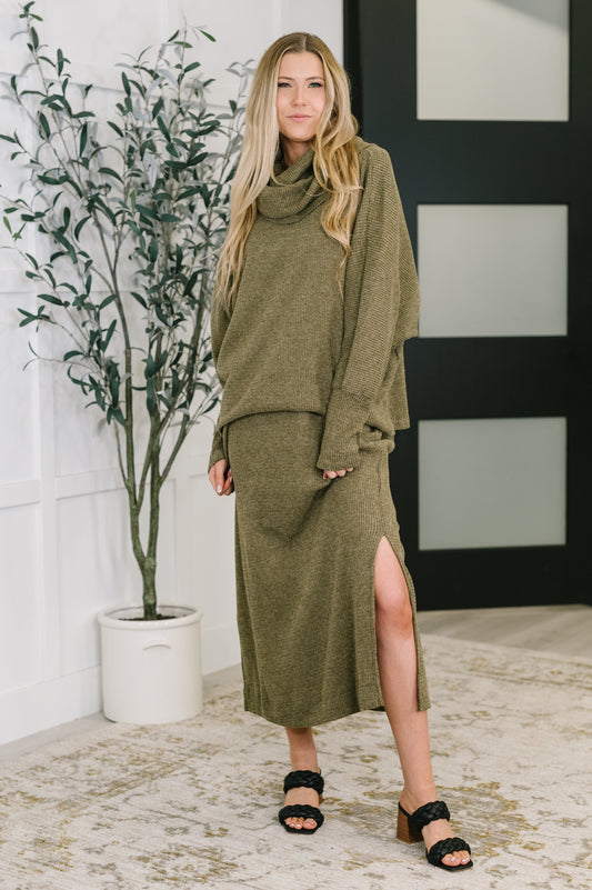The Wander Lust Set in Olive, waffle knit