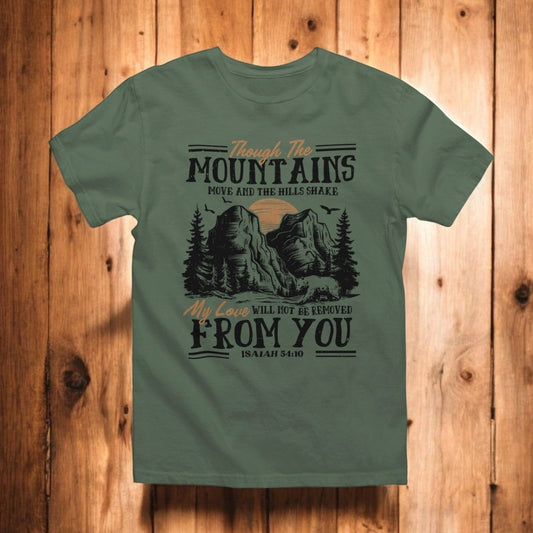 Through the Mountains Graphic Tee T-shirt Tea Shirt Shoppe S Pine