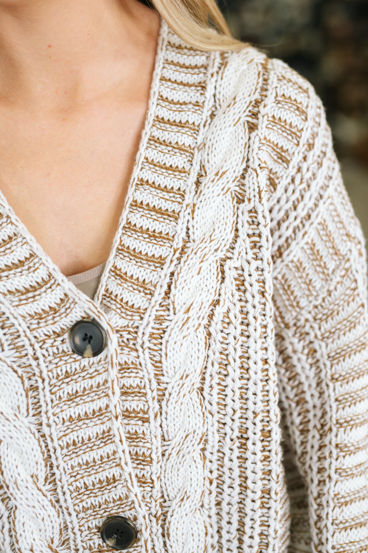 To Feel Good Button Down Cardigan in cable knit – alternate view 2