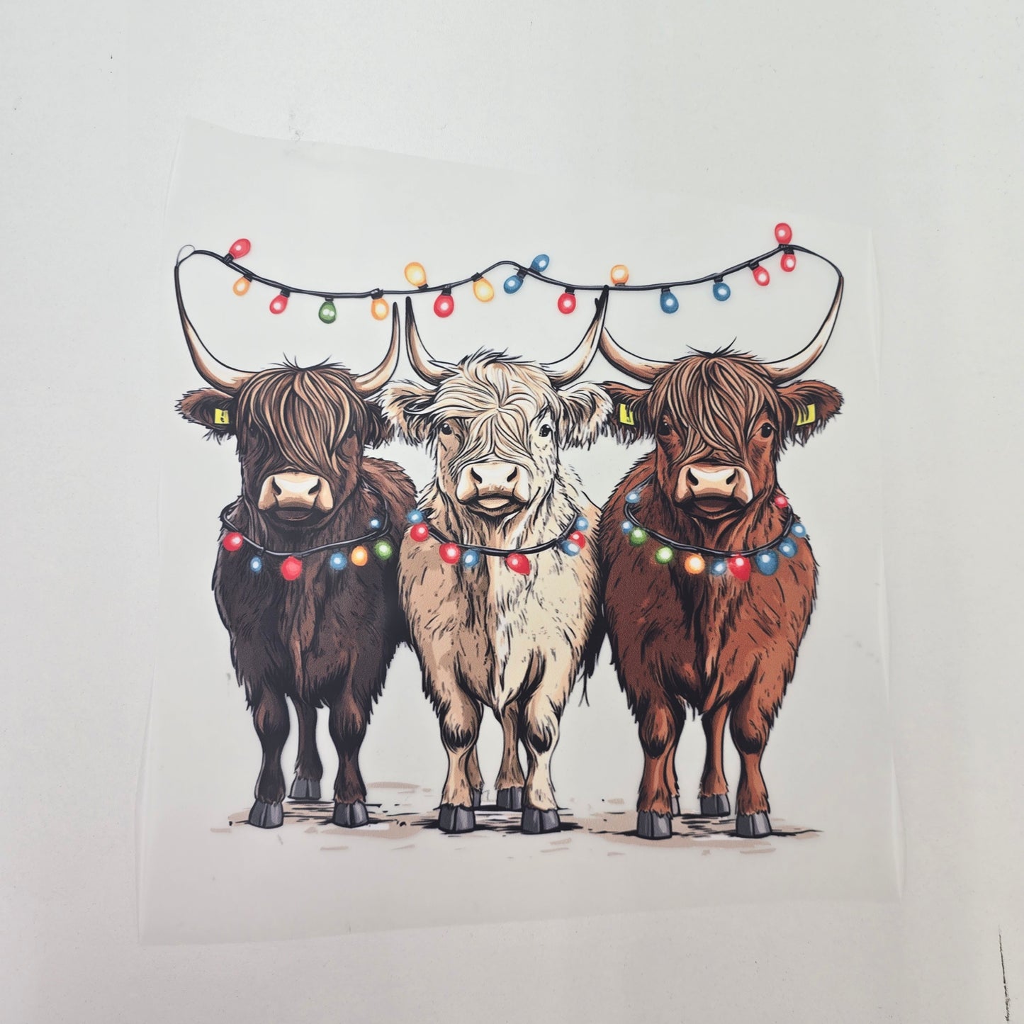 Christmas Cow Full Color Ready For Press DTF Print Transfer, Direct To Film