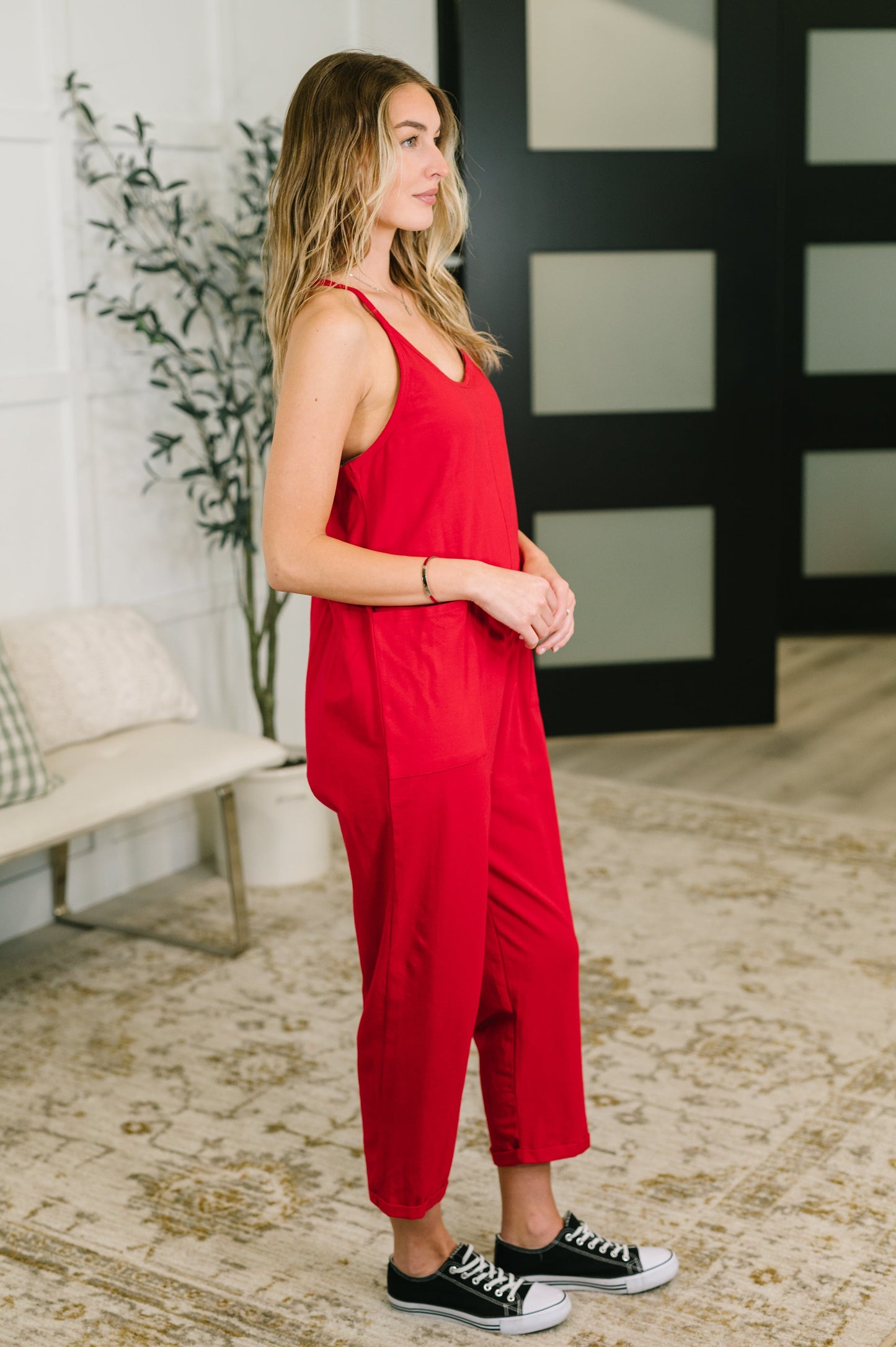 Totally Me Spaghetti Strap Jumpsuit Ruby – alternate view 4