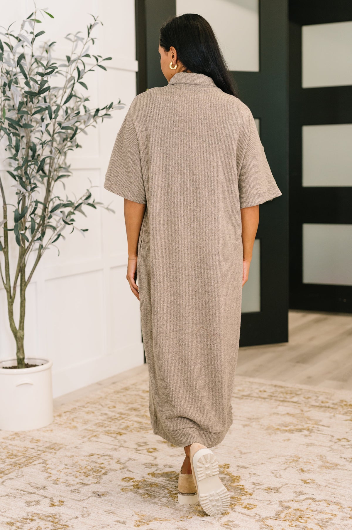 Travel Envy Ribbed Knit Dress in Light Coco – alternate view 5