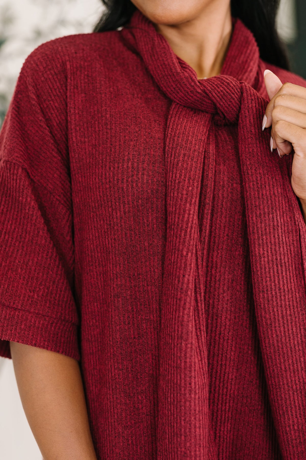 Travel Envy Ribbed Knit Dress in Wine – alternate view 2