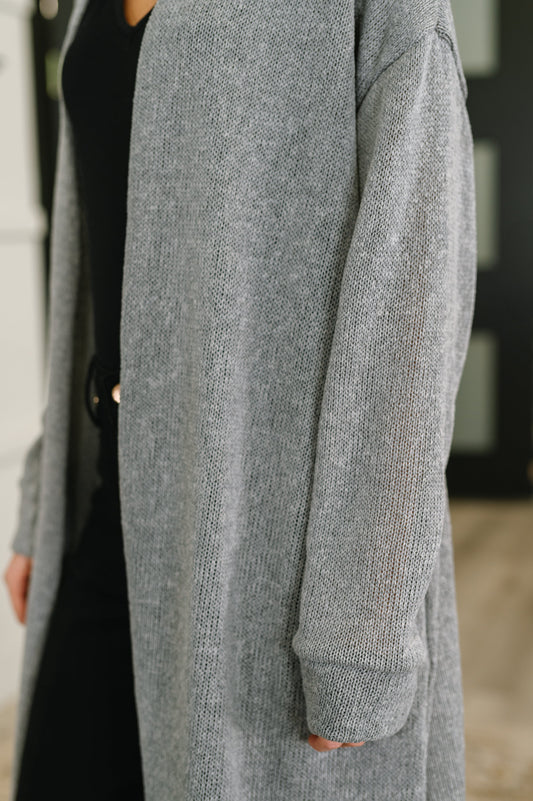 Travel Hideaway Open Front Cardigan in Soft Grey – alternate view 2