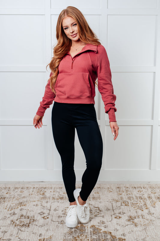 Under Her Spell Half Zip Pullover in Mauve, terry – alternate view 2