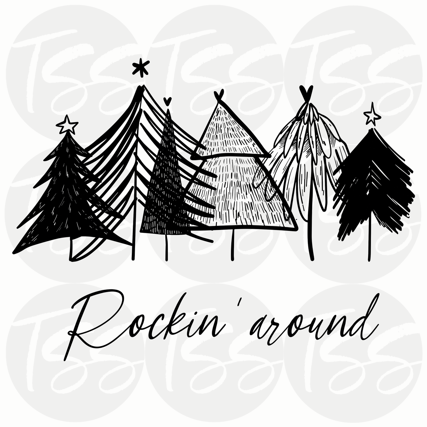 Rockin Around Full Color Ready For Press DTF Print Transfer, Direct To Film