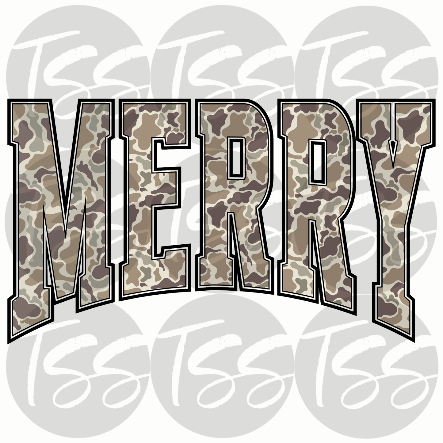 Camo Merry Full Color Ready For Press DTF Print Transfer, Direct To Film