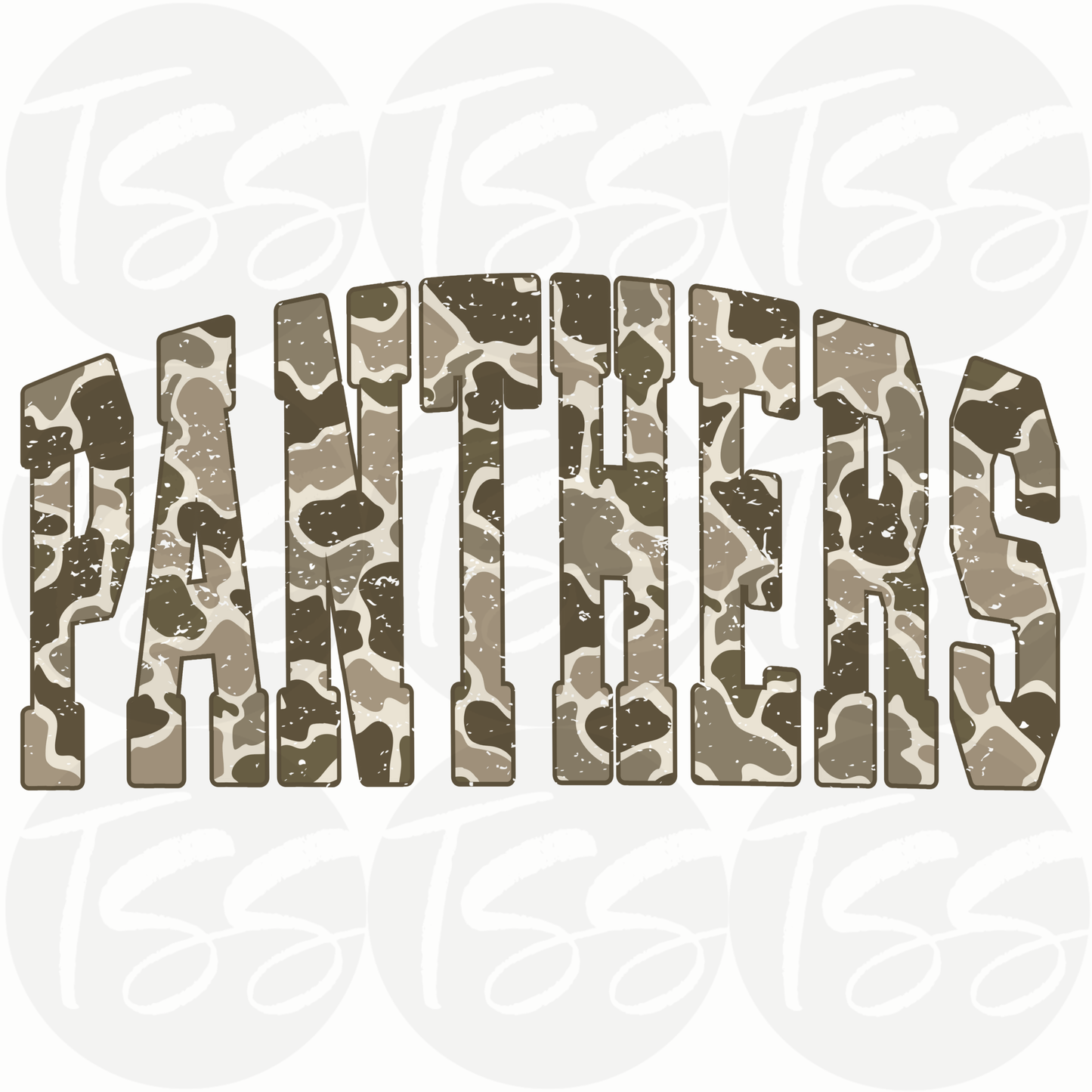 Camo Panthers Custom Full Color Ready For Press DTF Print Transfer, Direct To Film
