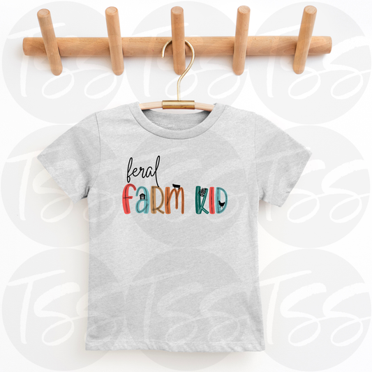 Feral Farm Kid Hot Peel Custom Full Color Ready For Press DTF Print Transfer, Direct To Film