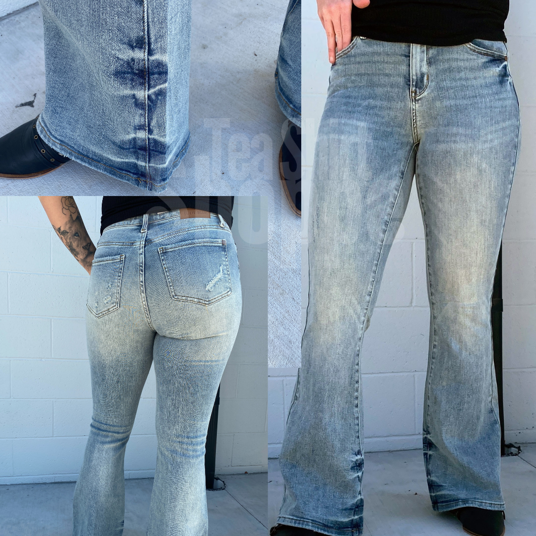 Judy Blue Pin Tack Flare Jeans