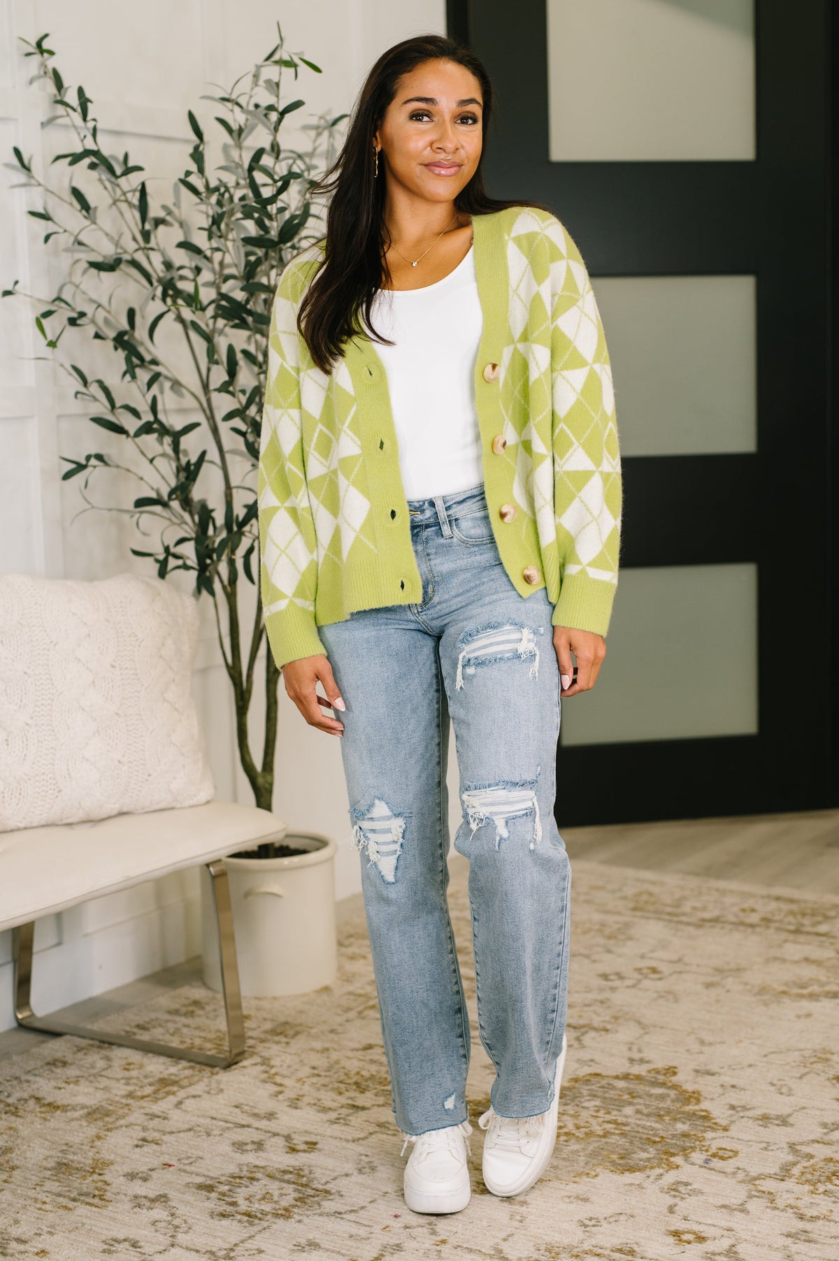 Up, Up and Away Argyle Cardigan in knit – alternate view 3