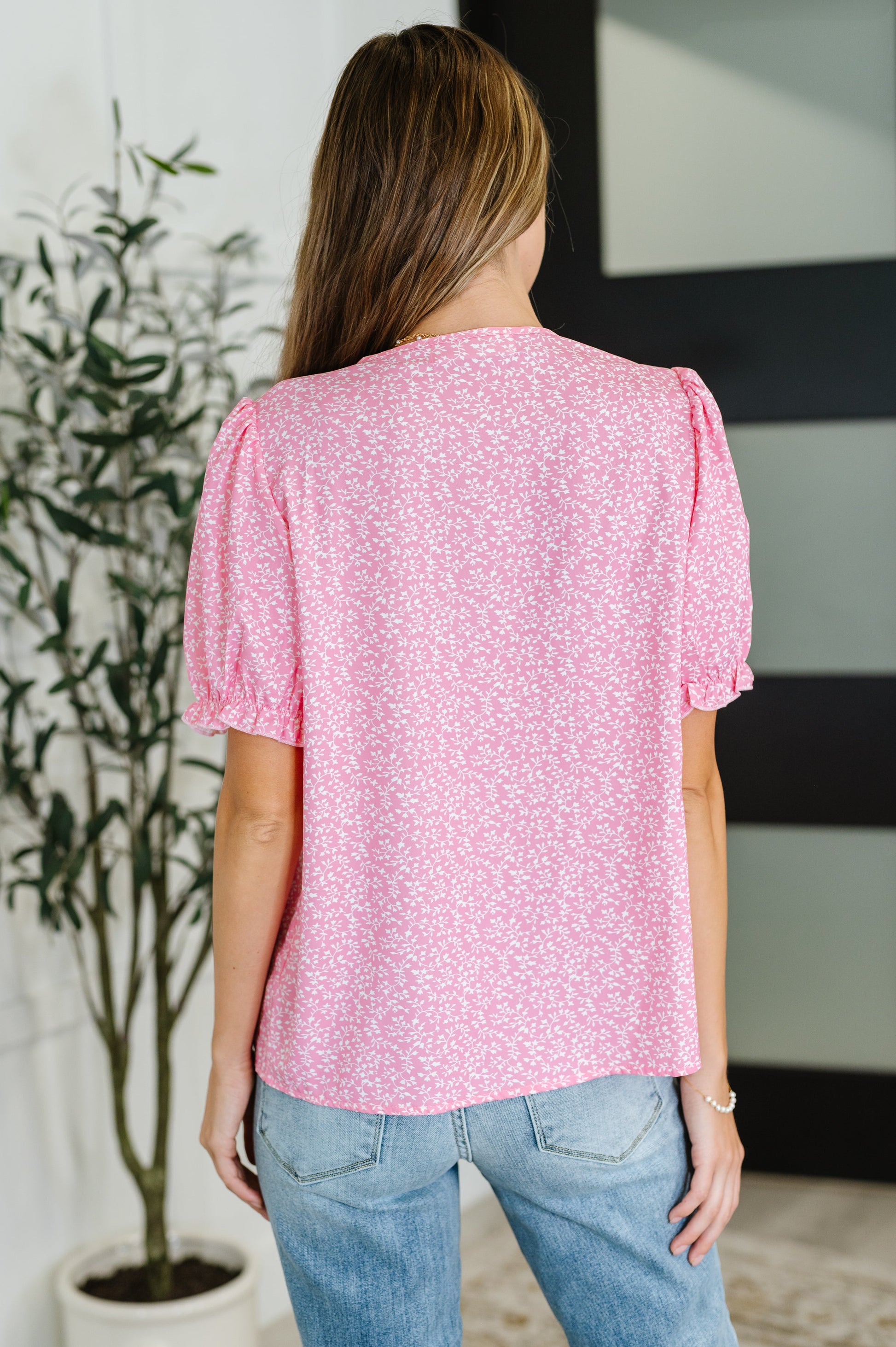 Wander Bloom Embroidered Puff Sleeve Blouse in Pink – alternate view 5
