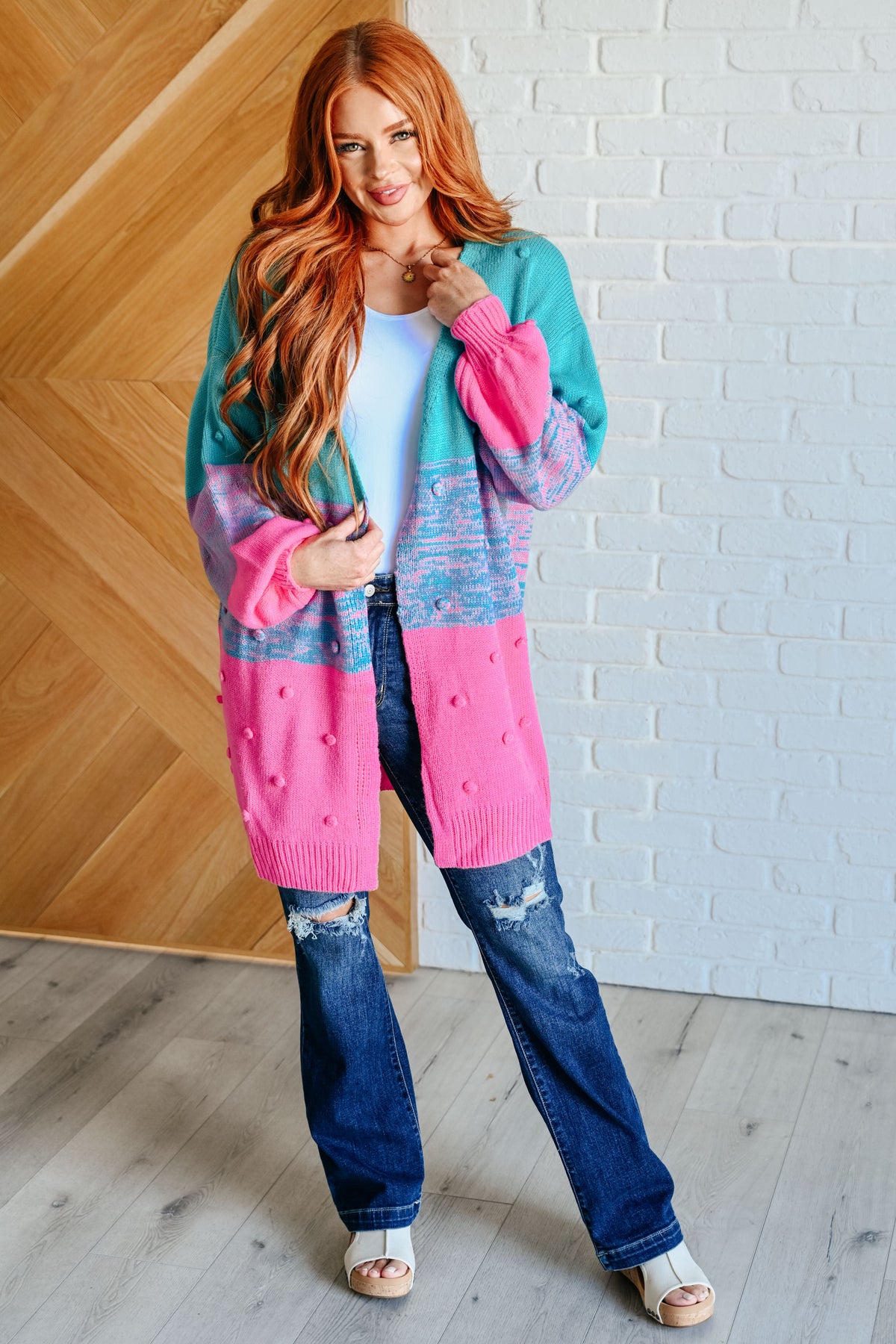 When We're Grooving Open Front Cardigan in sweater knit – alternate view 3