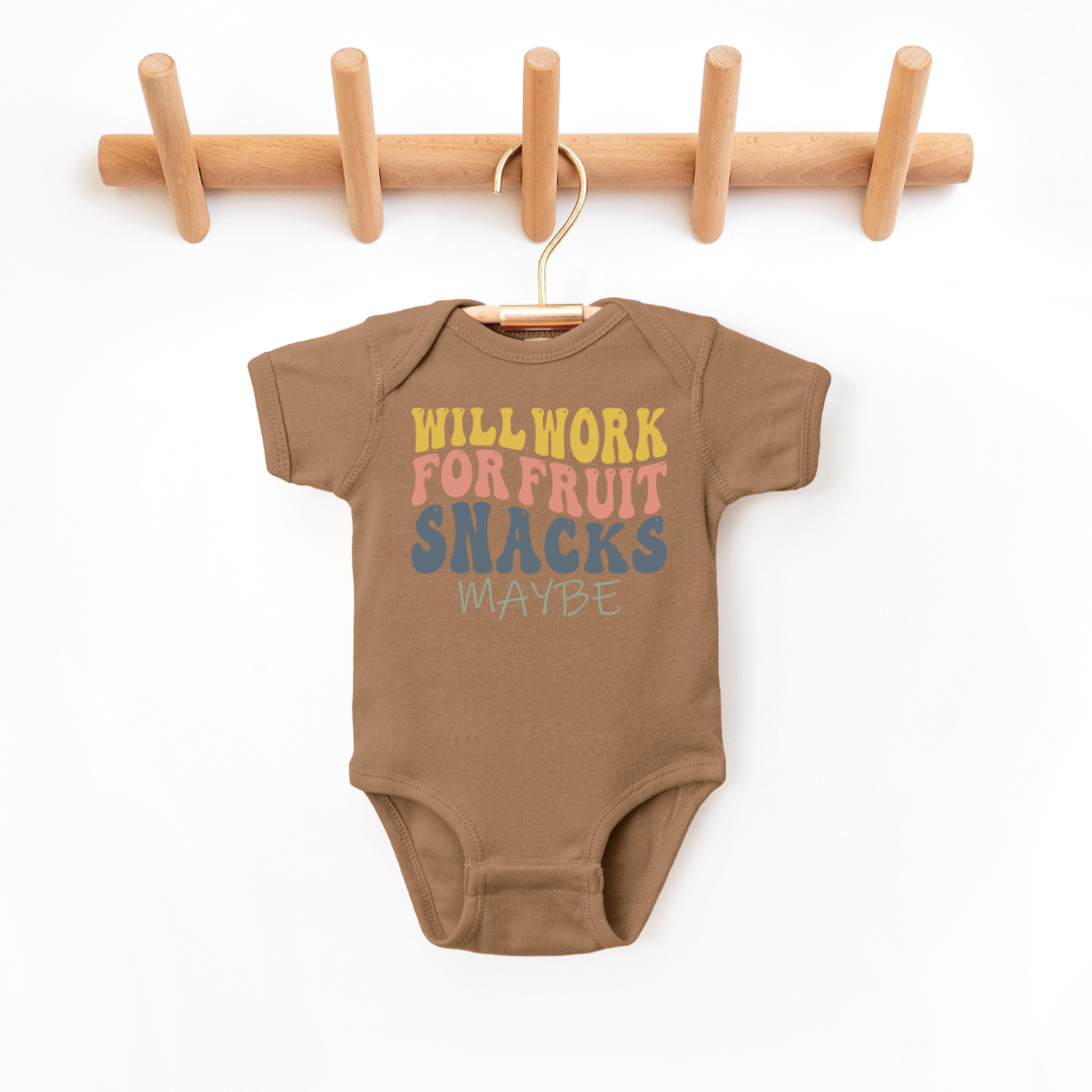 Will Work For Fruit Snacks Infant Bodysuit Baby & Toddler Clothing Tea Shirt Shoppe NB - Bodysuit Coyote