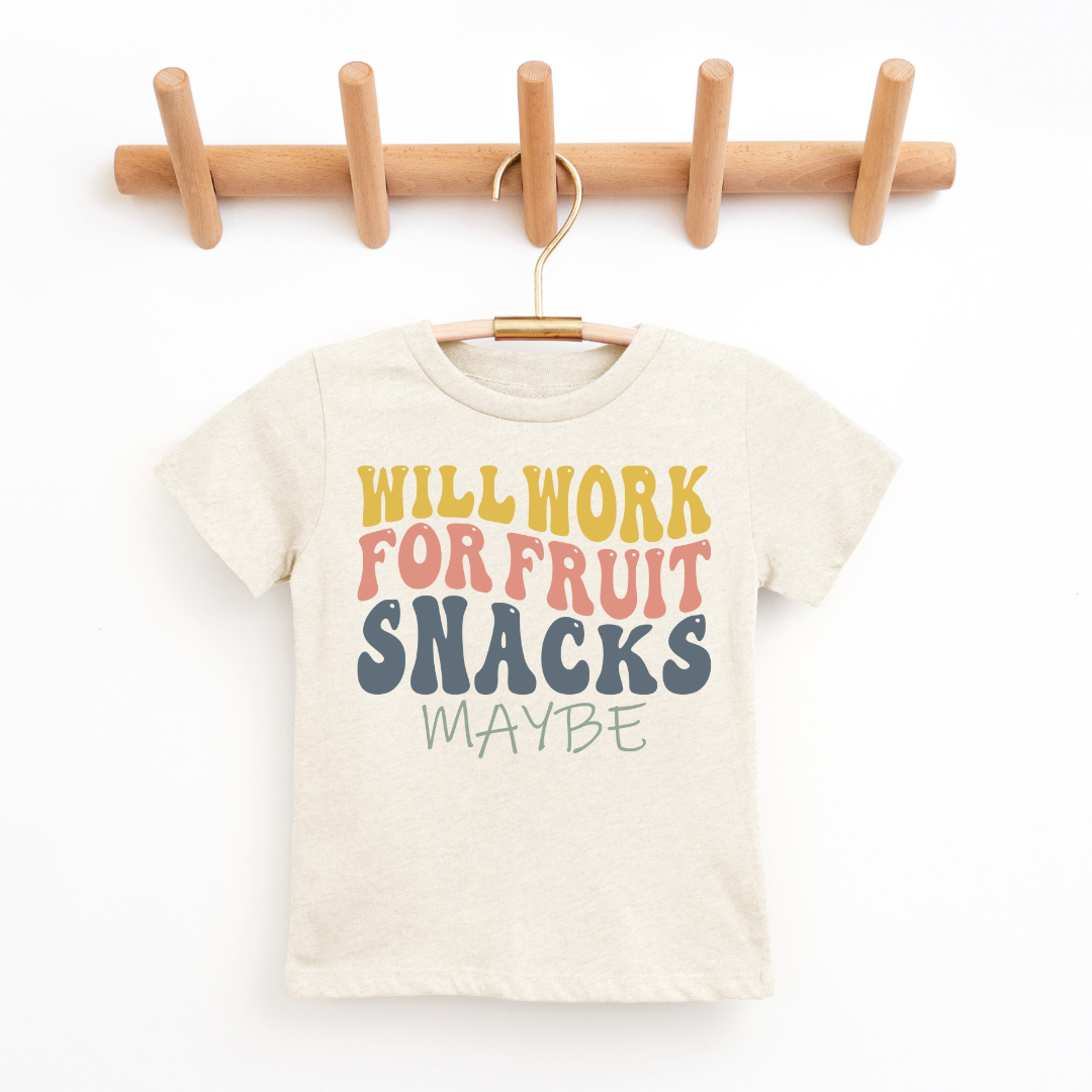 Will Work For Fruit Snacks Youth & Toddler Graphic Tee Youth Graphic Tee Tea Shirt Shoppe 2T Natural