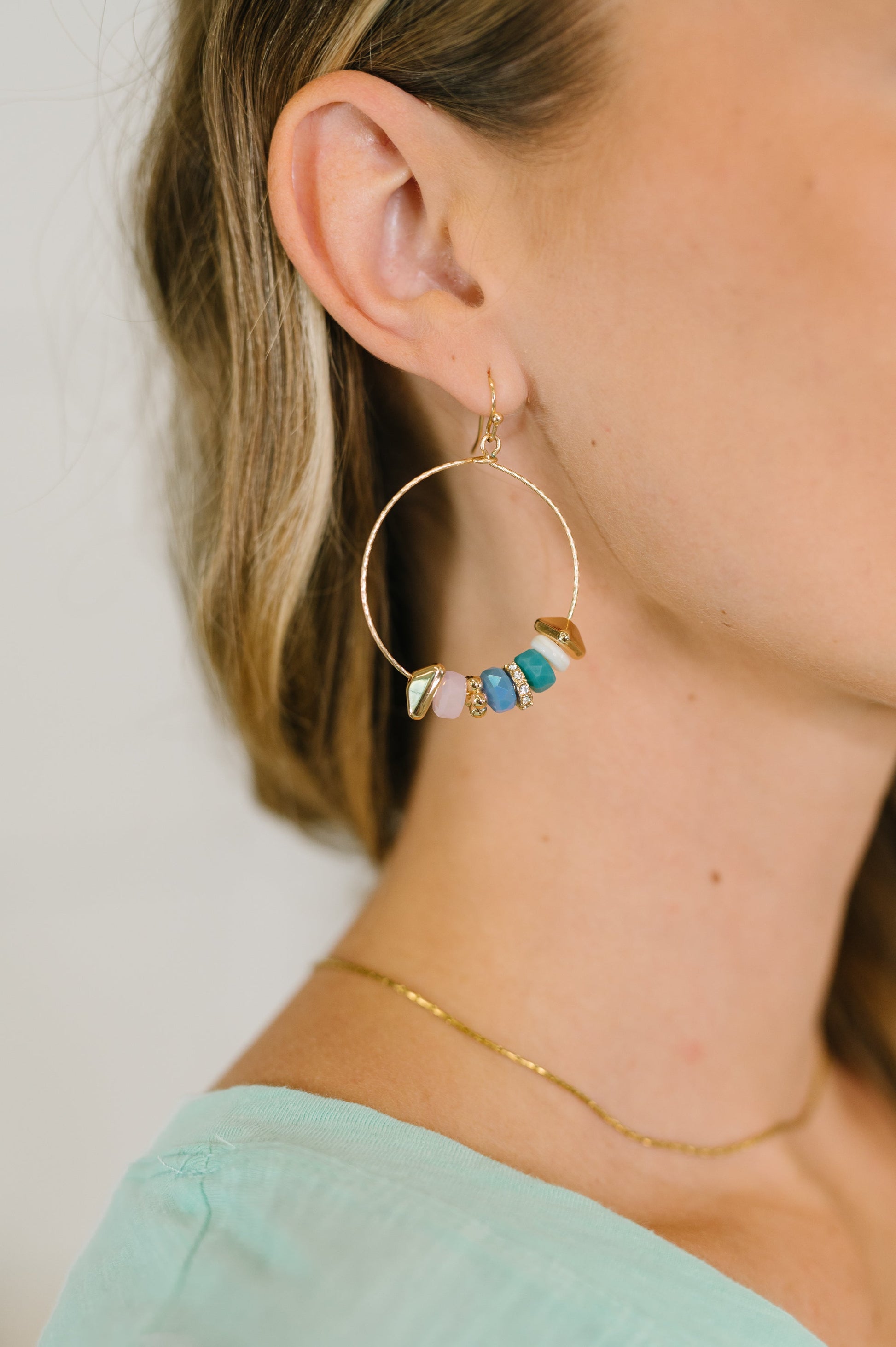 Wouldn't Put It Pastel Her hoop earrings with beaded pastel detail – alternate view 3