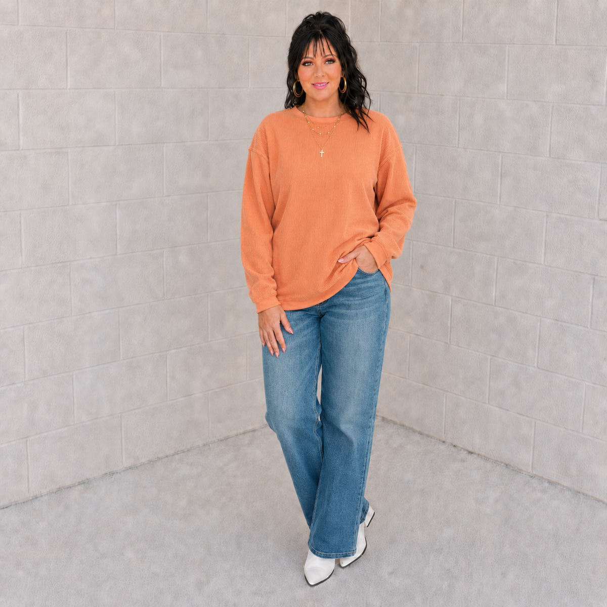 Taking A Drive Oversized Corded Sweatshirt