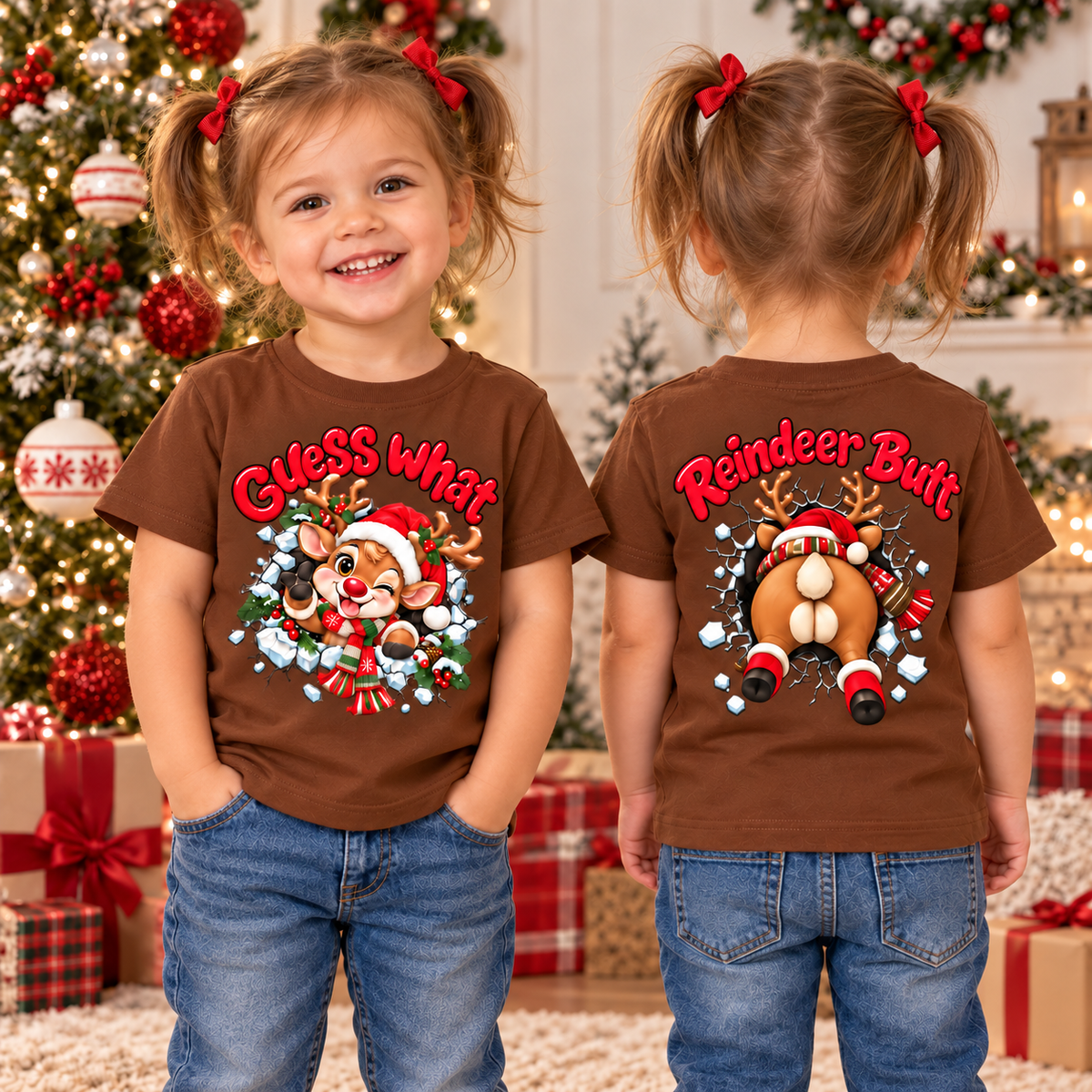 Guess What Reindeer Butt Youth and Toddler Graphic Tee – alternate view 3