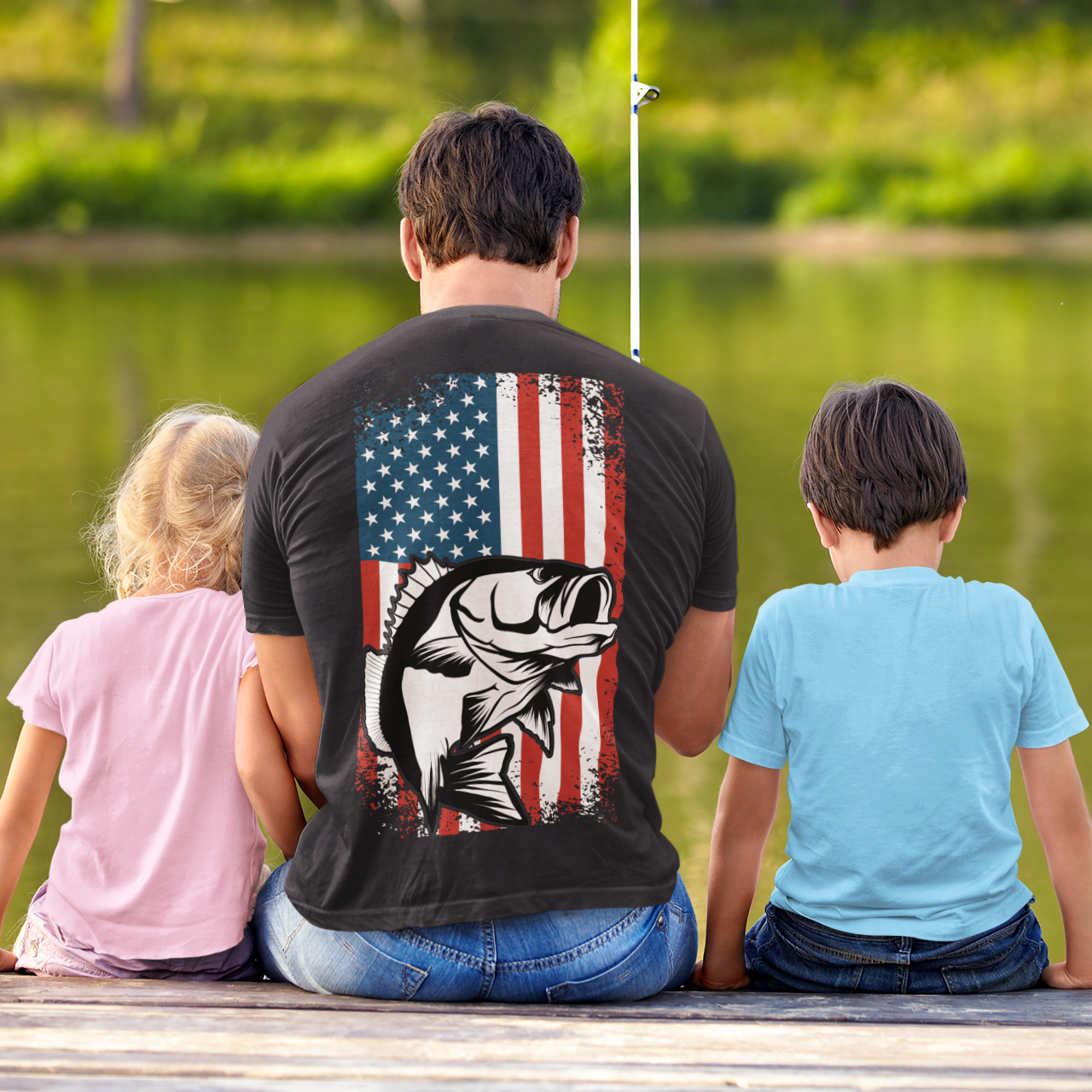 Hooked on the USA Graphic Tee T-shirt Tea Shirt Shoppe S Black
