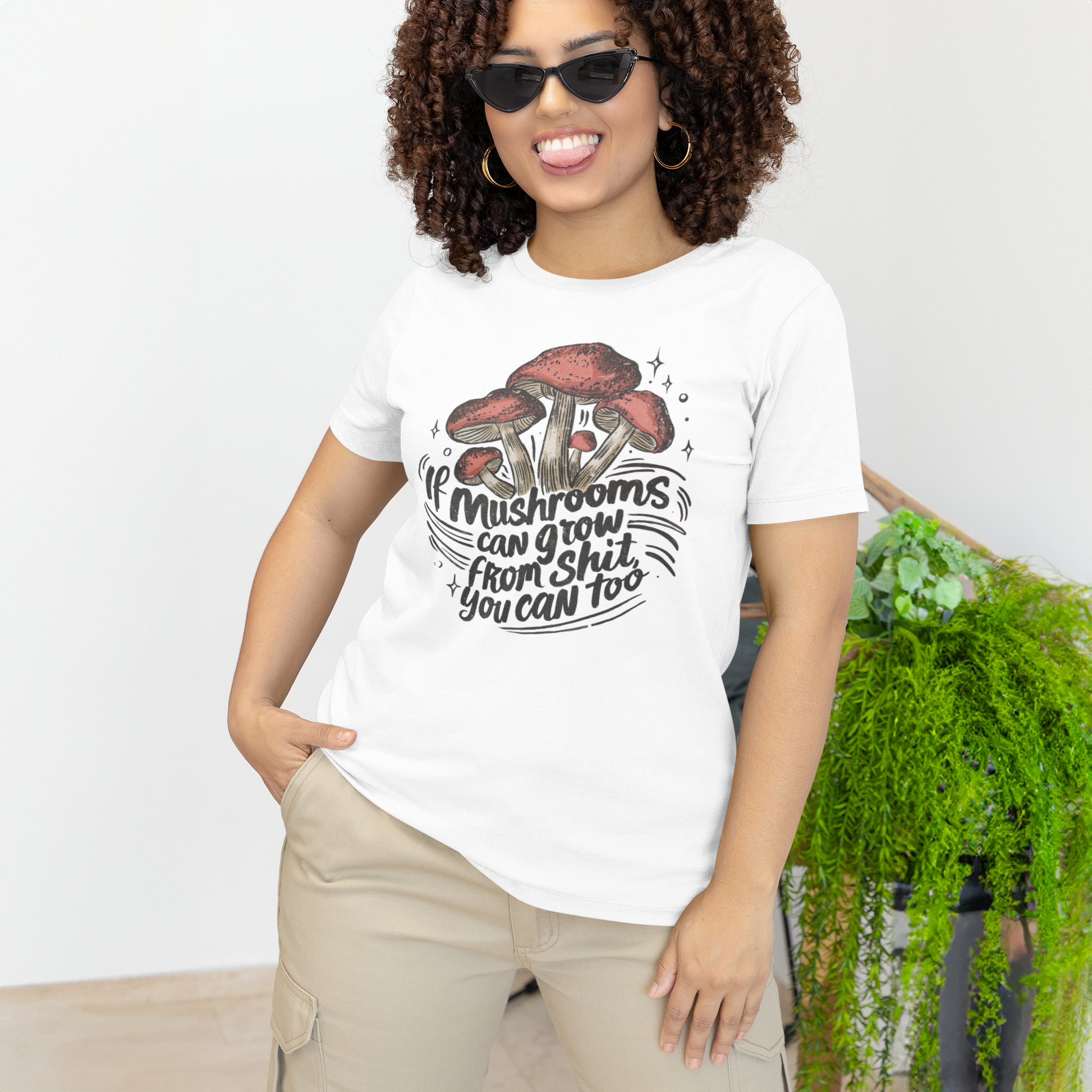 If Mushrooms Can Grow Grahic Tee T-shirt Tea Shirt Shoppe S White