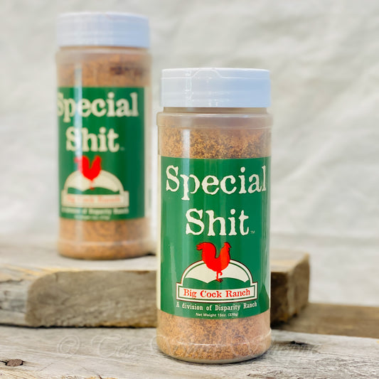 All Purpose Seasoning  Special Shit All Purpose Seasoning is a savory addition to any food! Made from a combination of flavorful spices that are delicately blended to produce a gourmet seasoning unlike any other, Special Shit is guaranteed to send your taste buds reeling!