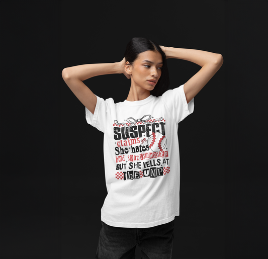 Suspect Claims Baseball Graphic Tee T-shirt Tea Shirt Shoppe S White