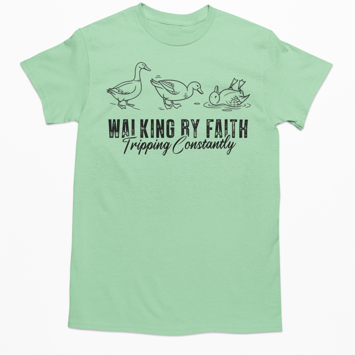 Walking By Faith Graphic Tee T-shirt Tea Shirt Shoppe YS Mint