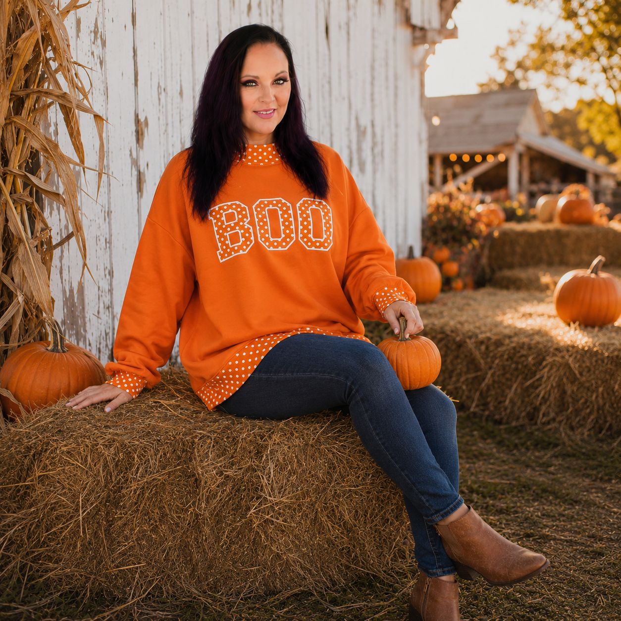 Boo Mockneck Pre-Order in Christmas-theme polka dot print