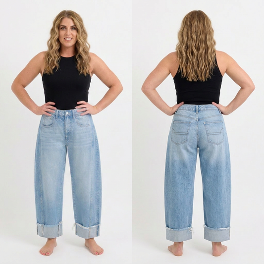 Mid Waisted Barrel Leg with Cuff