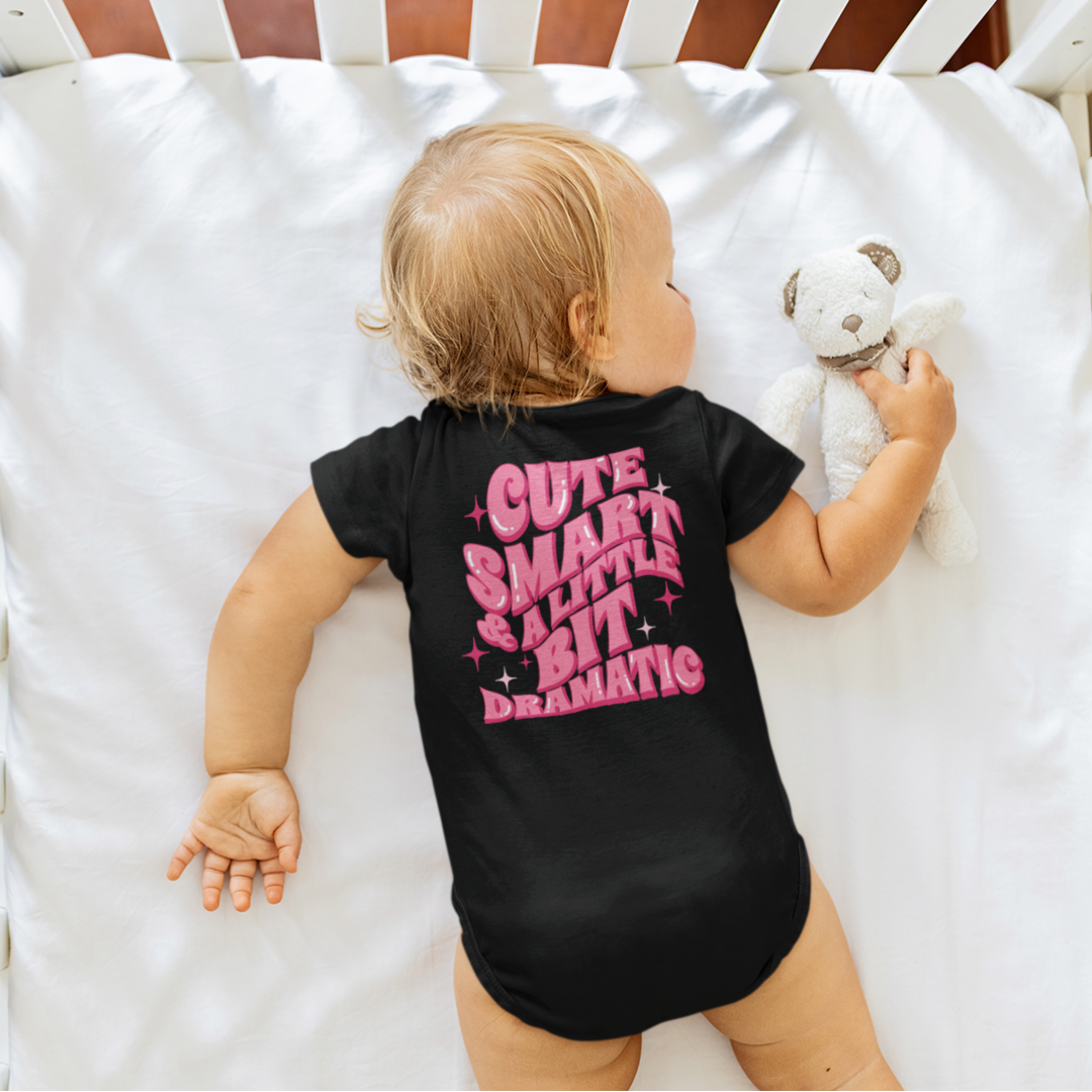 Cute Smart & A Little Bit Dramatic Infant Bodysuit Baby & Toddler Clothing Tea Shirt Shoppe NB - Bodysuit Black