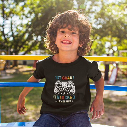 Level Up: Grade Unlocked Series Toddler Graphic Tee Youth Graphic Tee Tea Shirt Shoppe 1st Grade Small