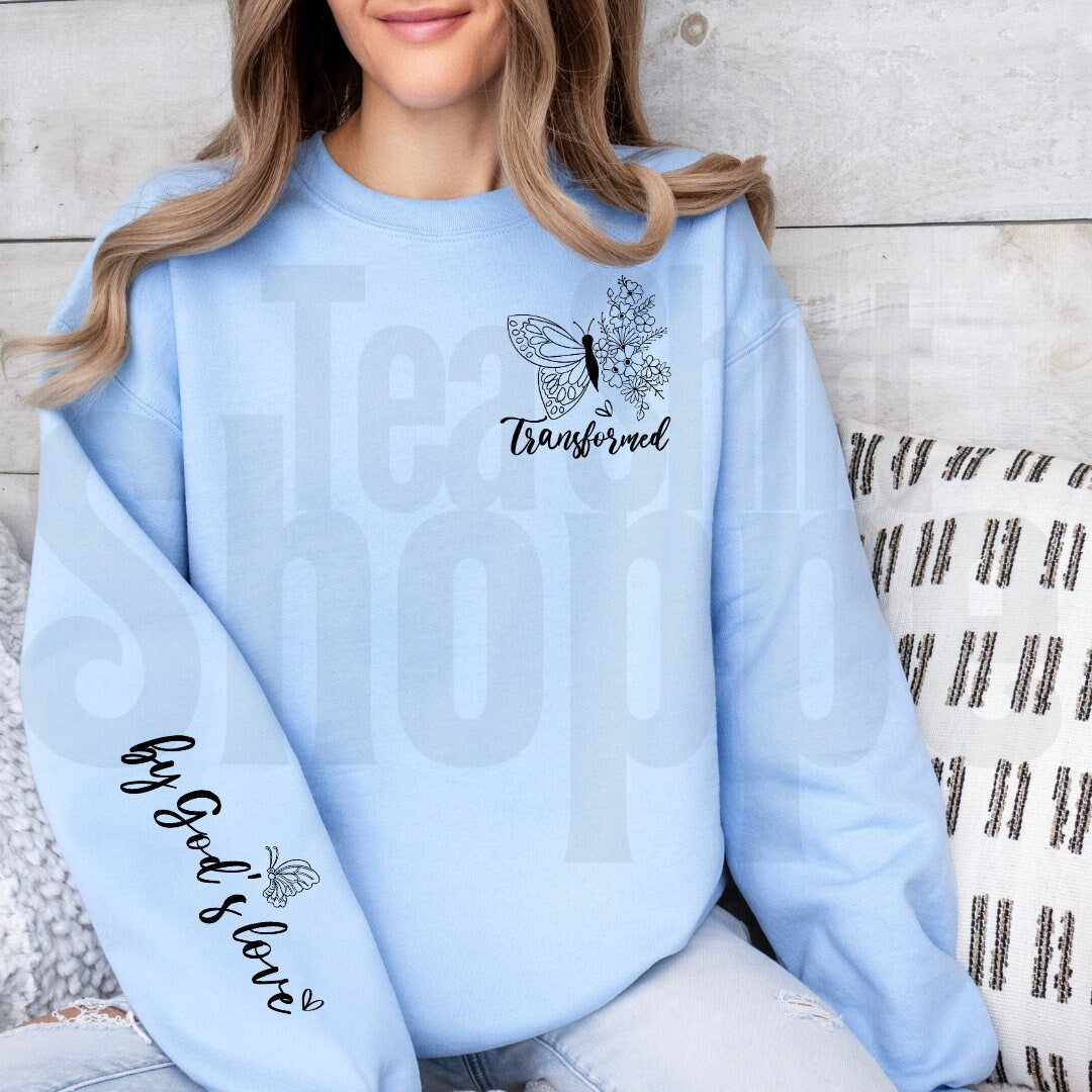 Transformed By God's Love Hot Peel Custom Full Color Ready For Press DTF Print Transfer, Direct To Film Tea-Shirt Shoppe