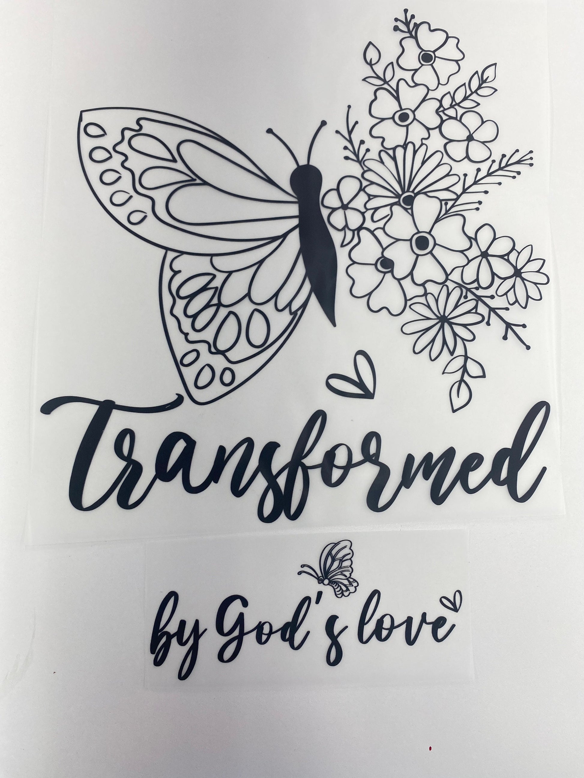 Transformed By God's Love Hot Peel Custom Full Color Ready For Press DTF Print Transfer, Direct To Film Tea-Shirt Shoppe