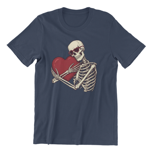 Heart Holder Skeleton Adult Graphic Tee