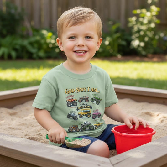 God Says I Am (Monster Truck) Youth & Toddler Graphic Tshirt