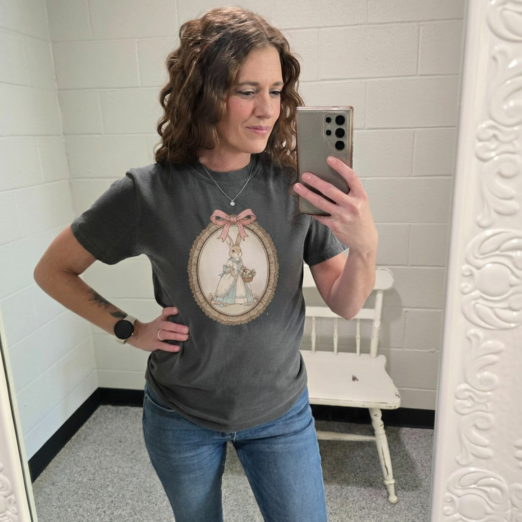 Vintage Bunny Picture Graphic Tshirt