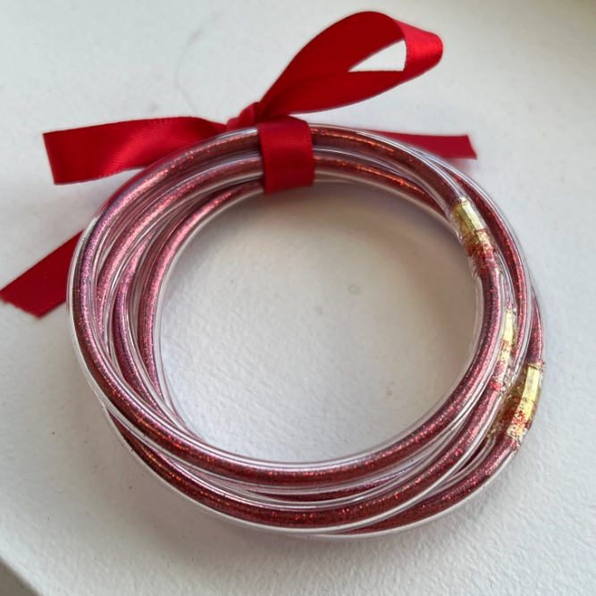 Red Glitter Jelly Bangle Stack