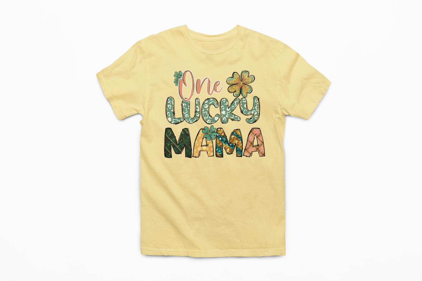 One Lucky Mama St. Patricks Day Graphic Tee T-shirt Tea Shirt Shoppe S Butter