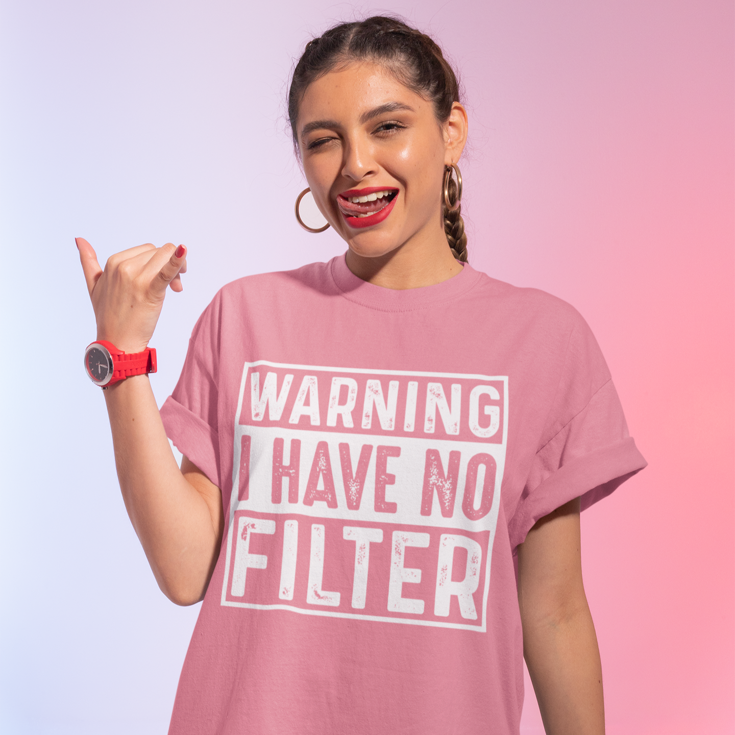 Warning I Have No Filter Hot Peel Custom Full Color Ready For Press DTF Print Transfer, Direct To Film DTF Tea-Shirt Shoppe