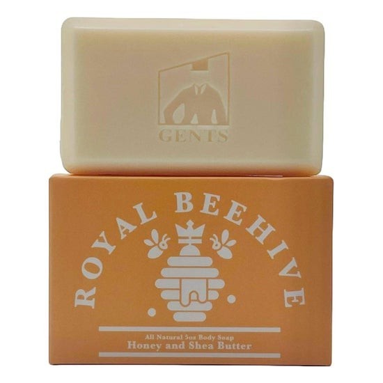 Tea-Shirt Shoppe GENTS Royal Beehive 5 oz all natural body soap bar with honey and shea butter ingredients.