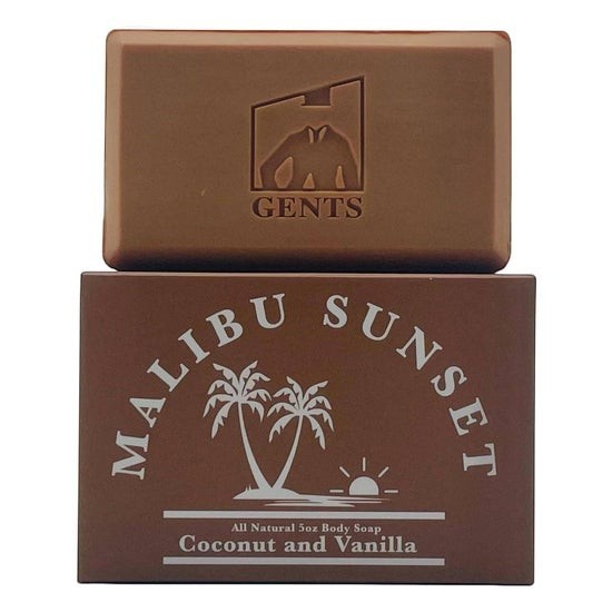 Tea-Shirt Shoppe GENTS Malibu Sunset all-natural 5 oz body soap bar with coconut and vanilla scent
