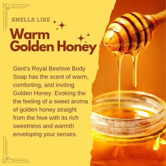 Tea-Shirt Shoppe GENTS Royal Beehive all natural body soap featuring honey and shea butter scent profile