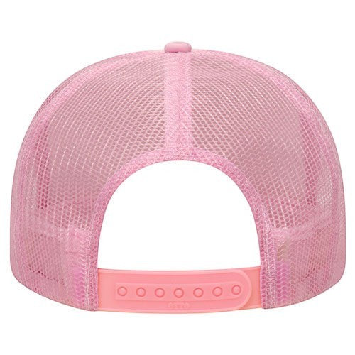 Tea Shirt Shoppe Wholesale pink mesh back trucker hat with adjustable snap closure and "Dill With It" embroidery.
