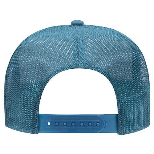 Tea Shirt Shoppe Wholesale teal trucker hat with breathable mesh back and adjustable snapback closure