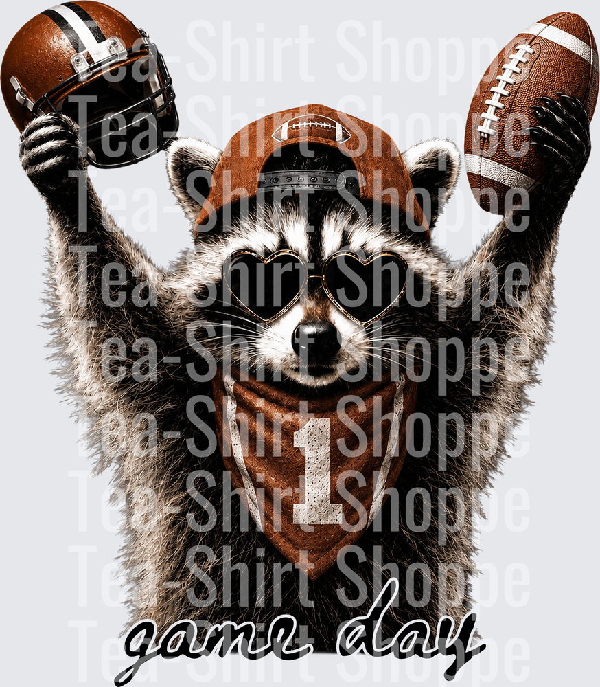 Game Day Raccoon Football Fan Heart Sunglasses Number 1