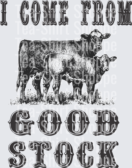 I Come From Good Stock Cow and Calf Western Sketch