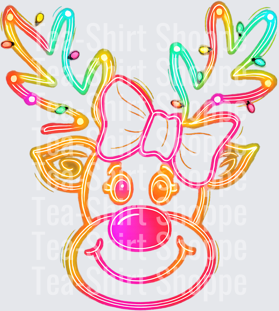 Neon Glow Girl Rudolph Red Nosed Reindeer Christmas Lights