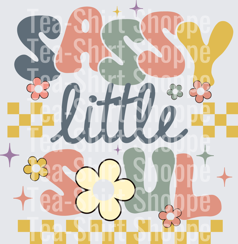 Sassy Little Soul Retro Groovy Floral Checkered Design
