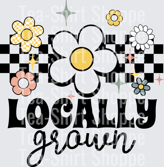 Locally Grown Retro Daisy Checkered Floral Design