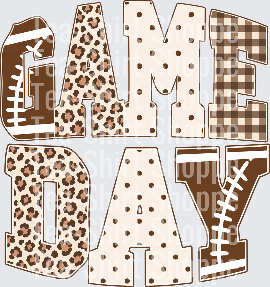 Game Day Football Leopard Plaid Polka Dot Mixed Pattern Letters